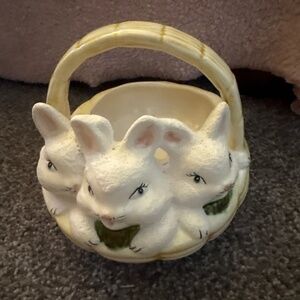 Vintage ceramic bunny basket.